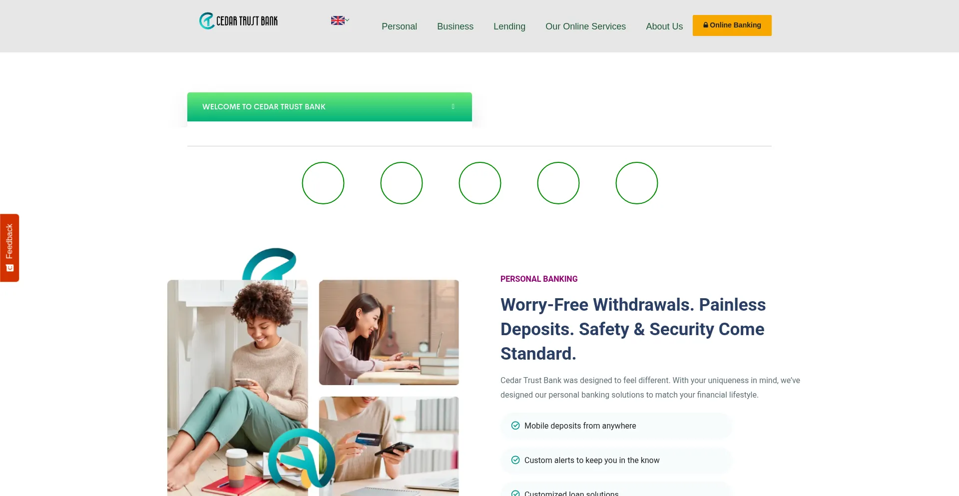 Website screenshot of Cedartrustbank.com