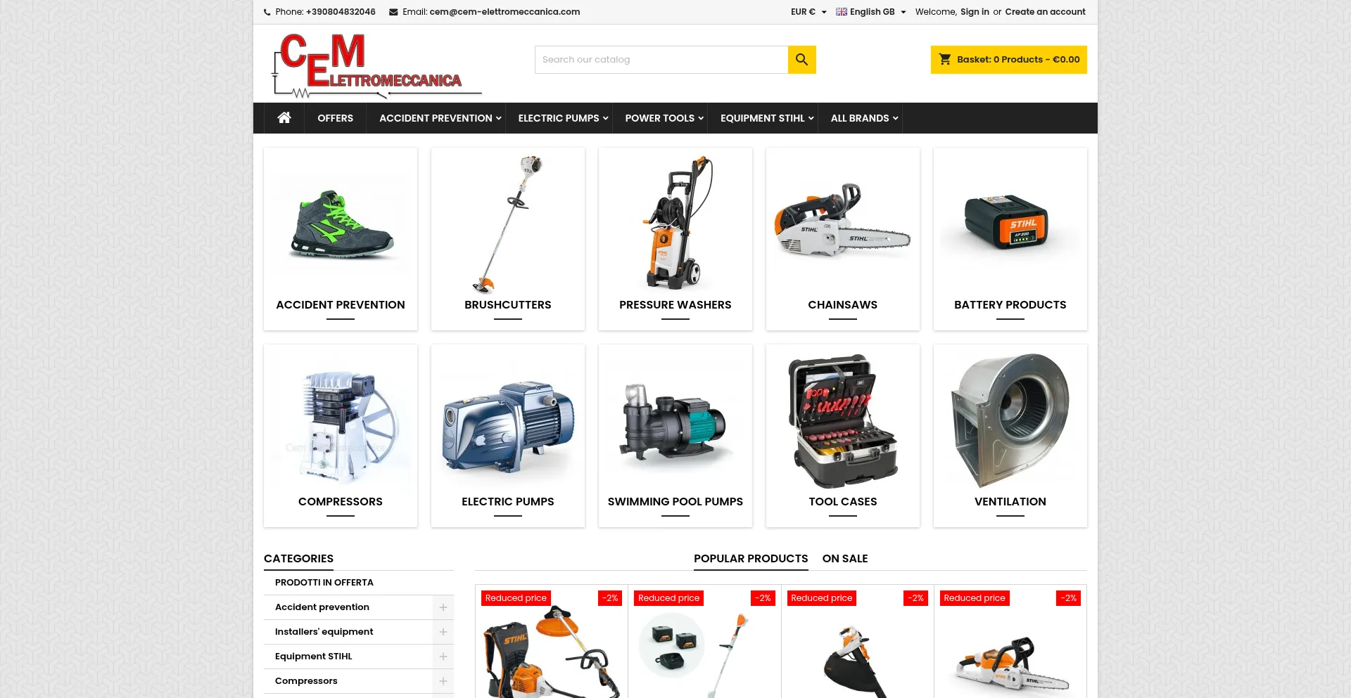 Website screenshot of Cem-elettromeccanica.com