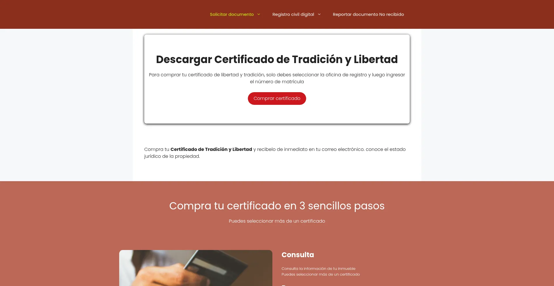 Website screenshot of Certificadosytramites.com