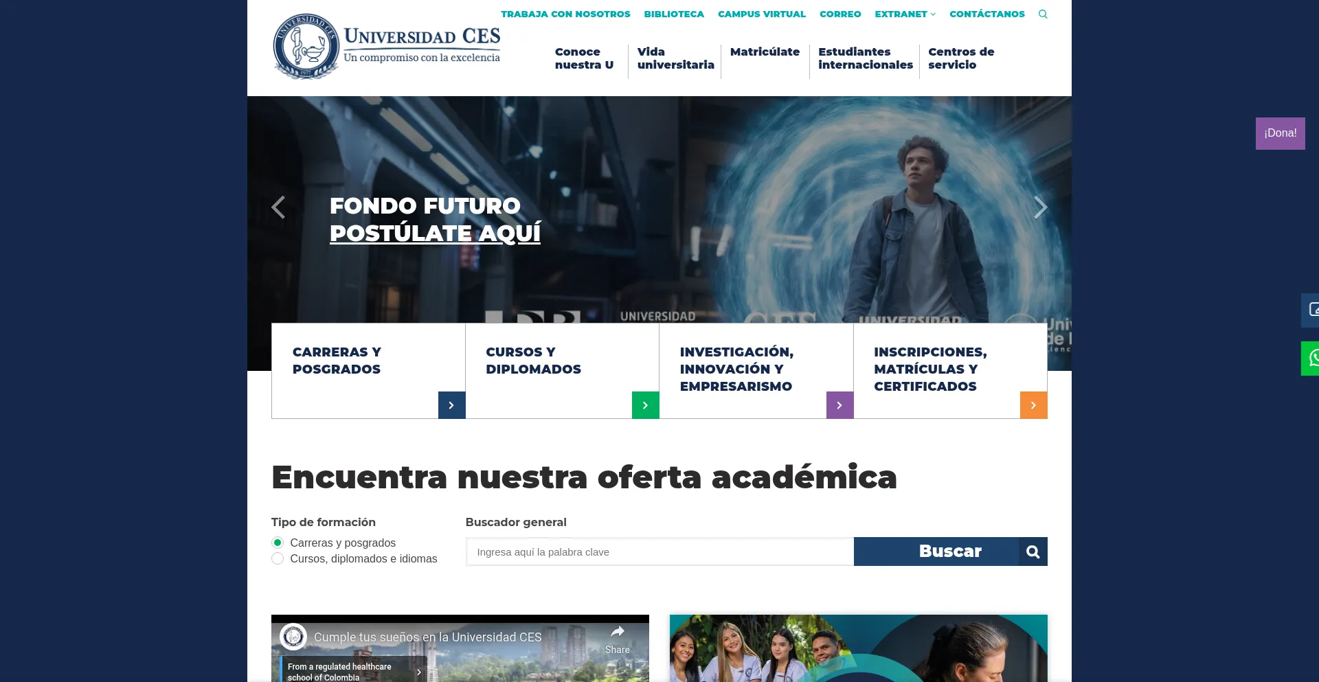 Website screenshot of Ces.edu.co