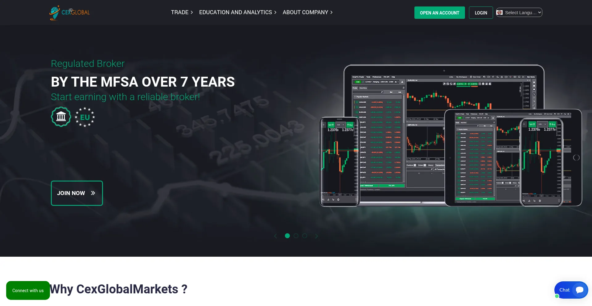 Website screenshot of Cexglobaliqmarkets.com