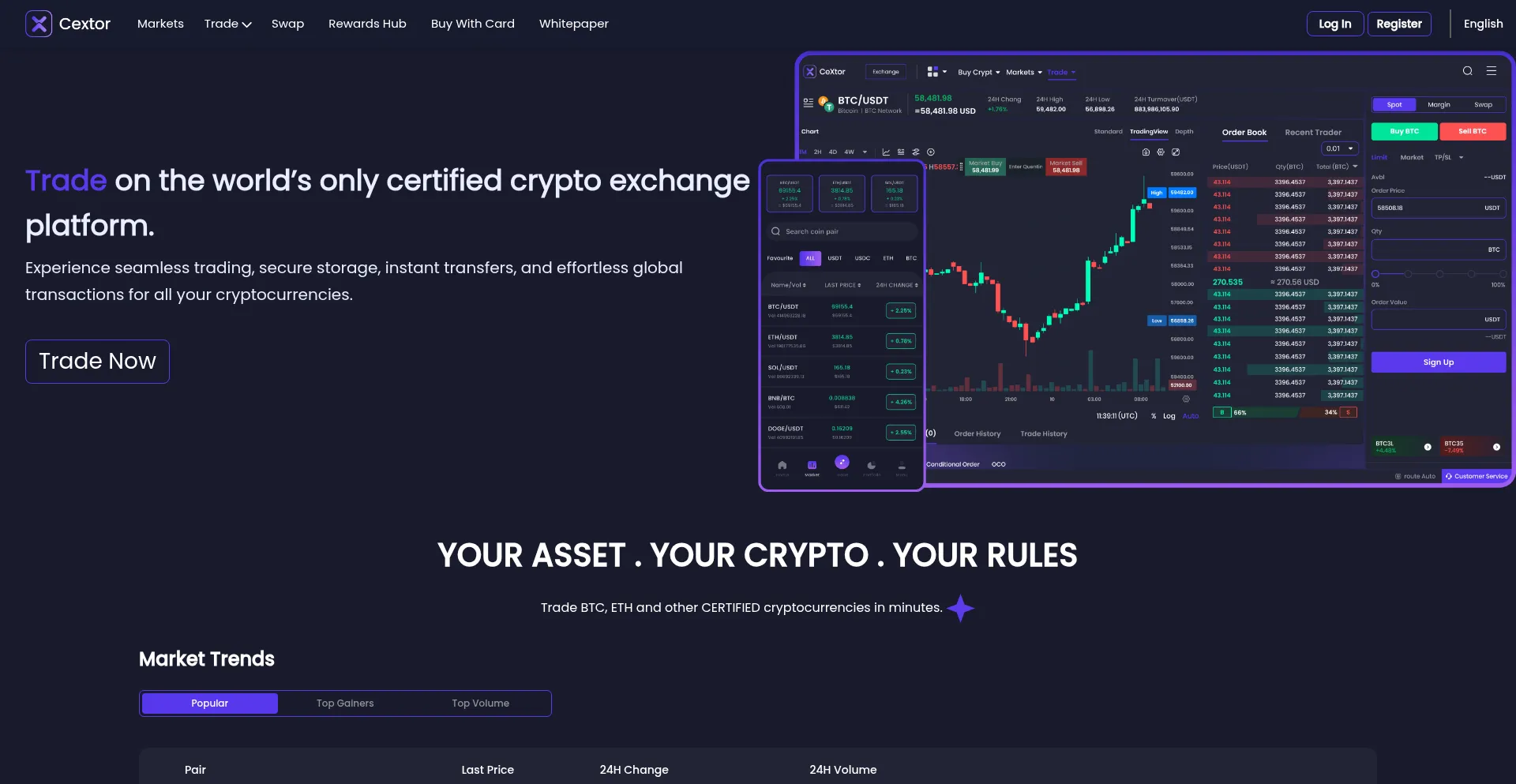 Website screenshot of Cextor.com