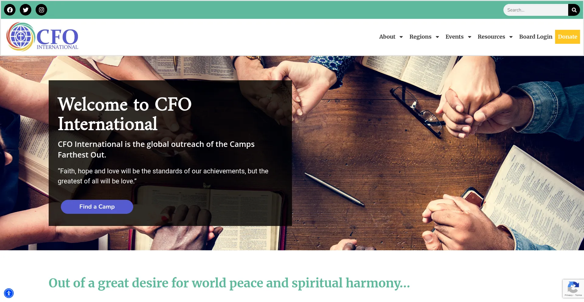 Website screenshot of Cfointernational.org