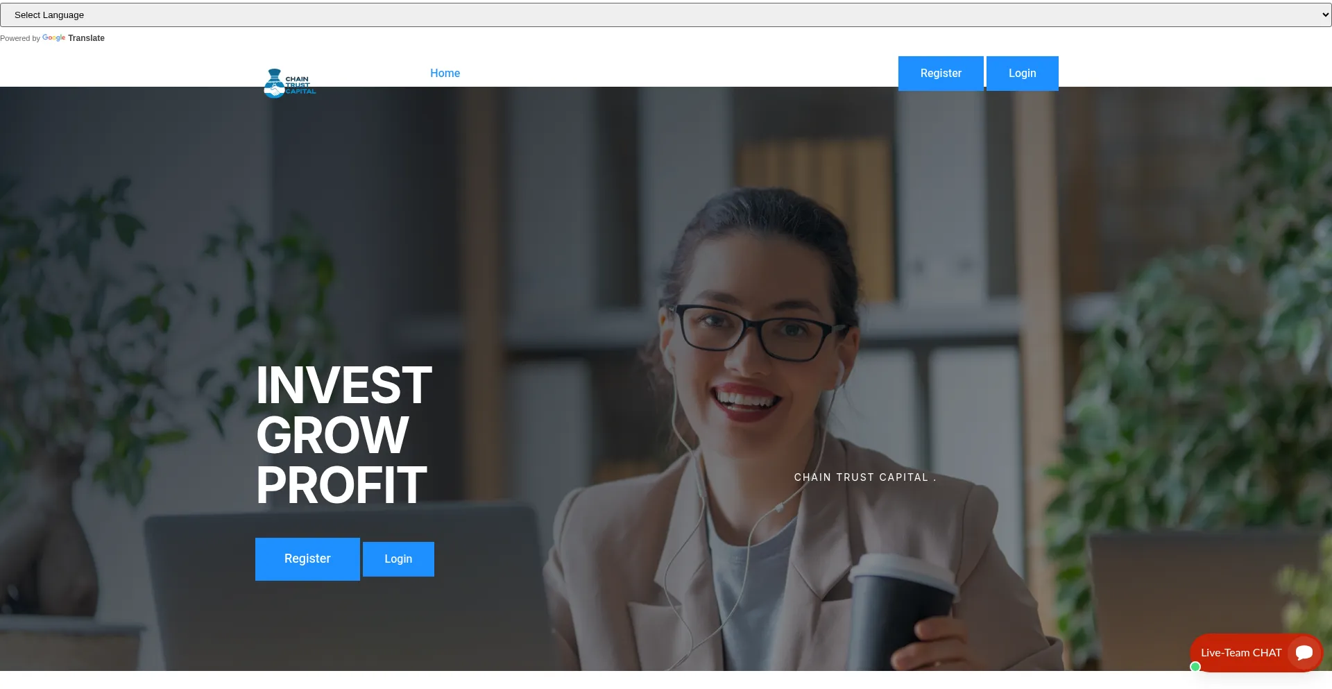 Website screenshot of Chaintrustcapital.com
