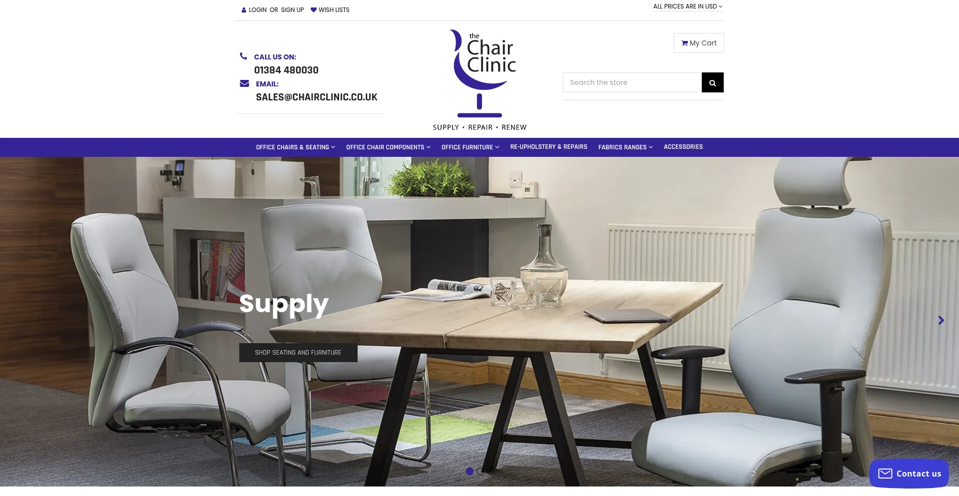 Website screenshot of Chairclinic.co.uk
