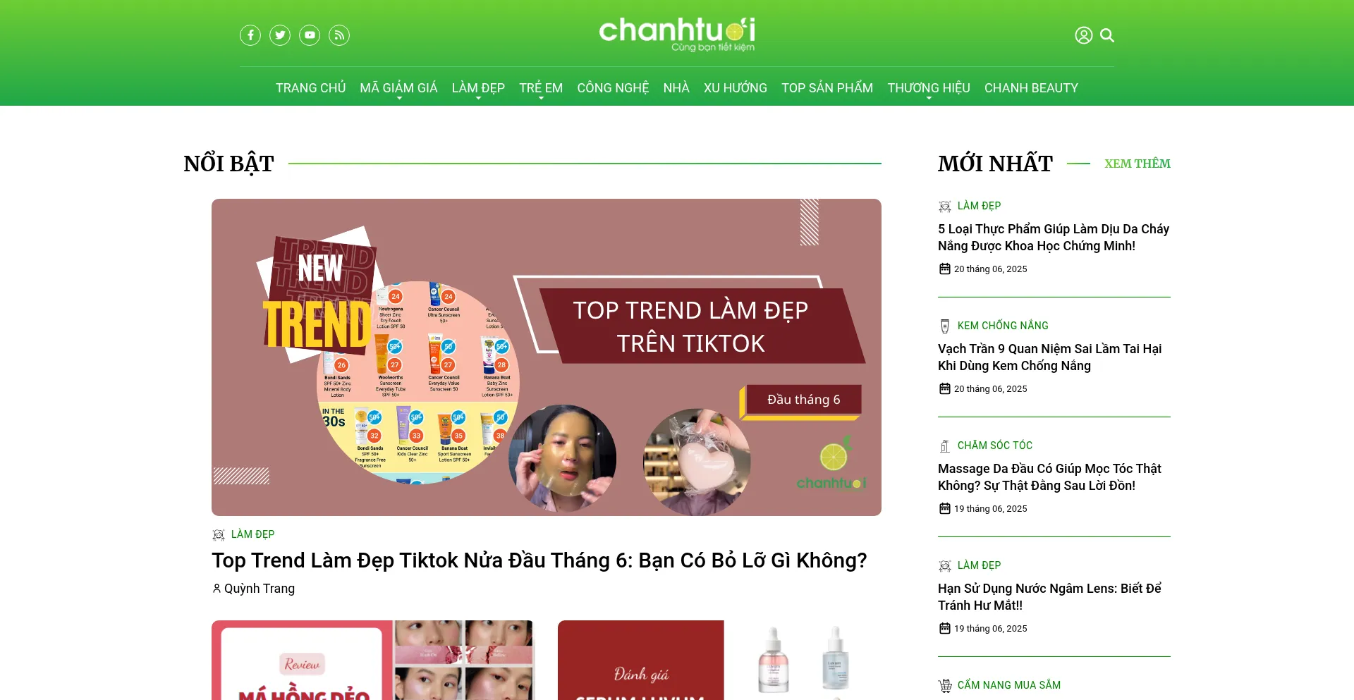 Website screenshot of Chanhtuoi.com