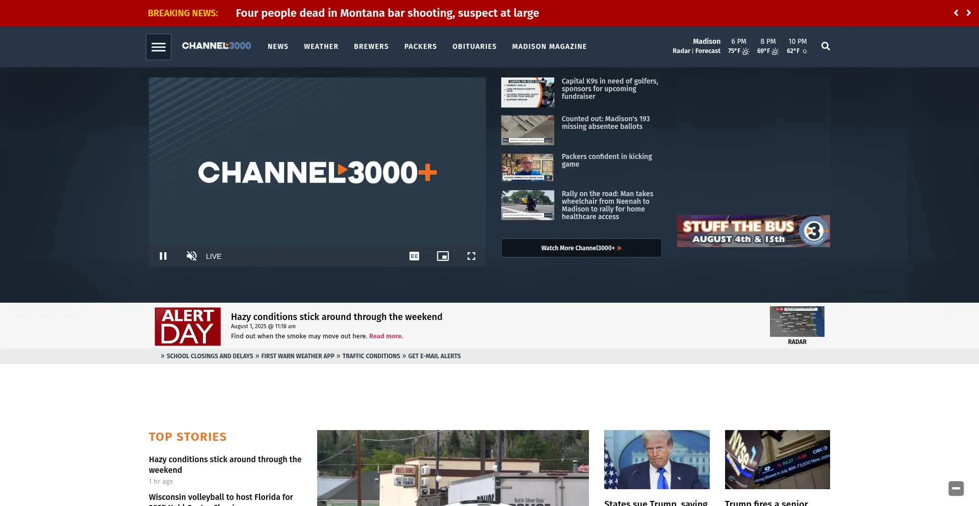 Website screenshot of Channel3000.com