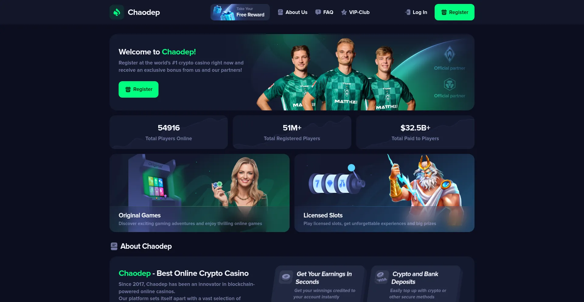 Website screenshot of Chaodep.com