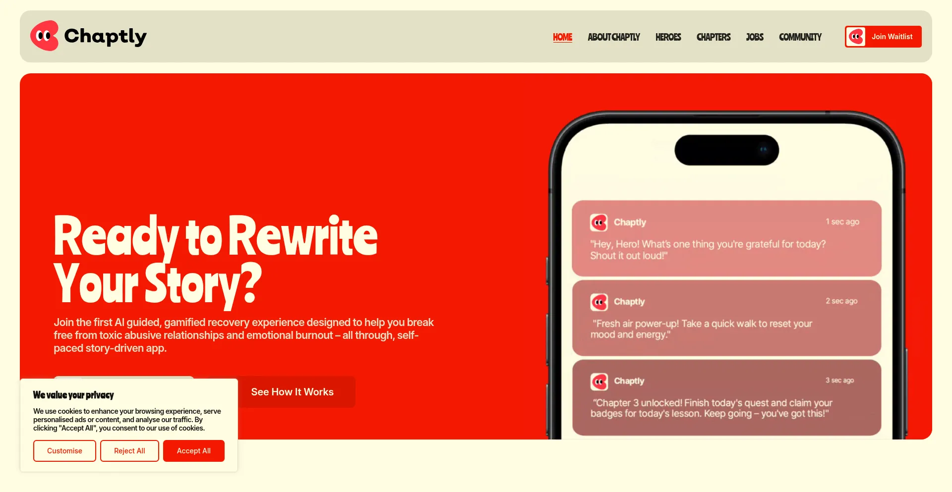 Website screenshot of Chaptly.app