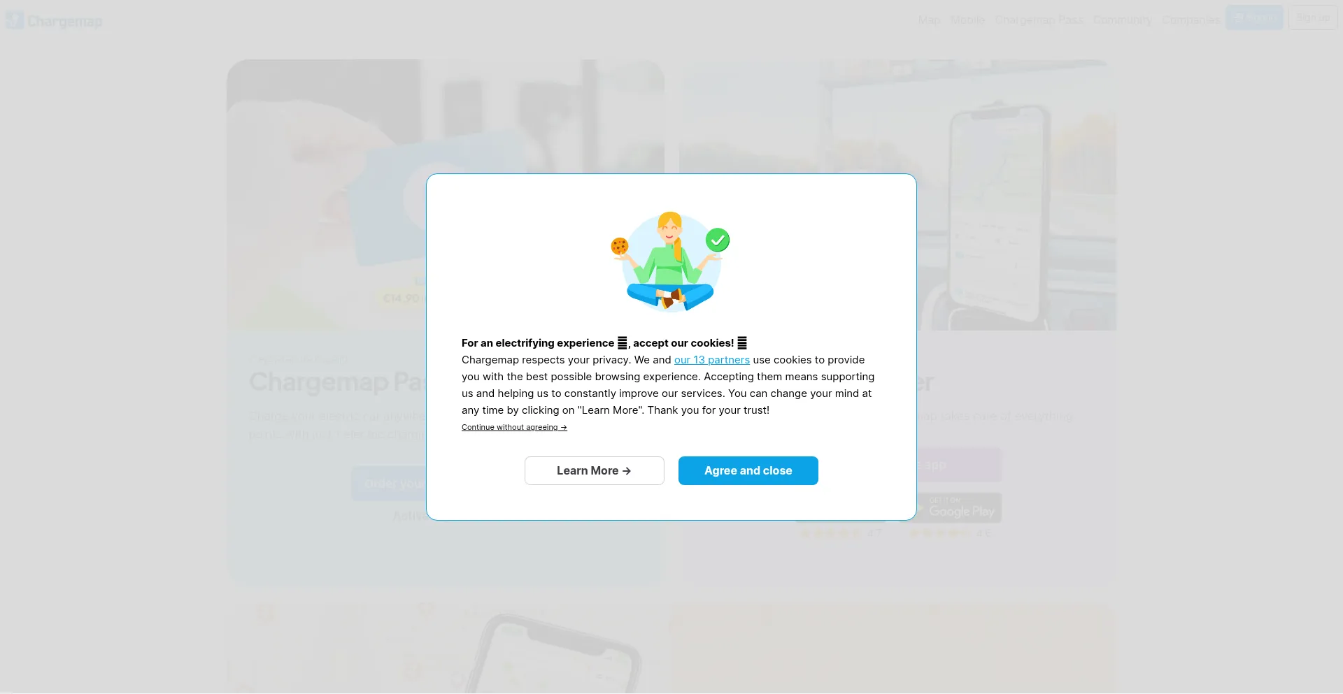 Website screenshot of Chargemap.com