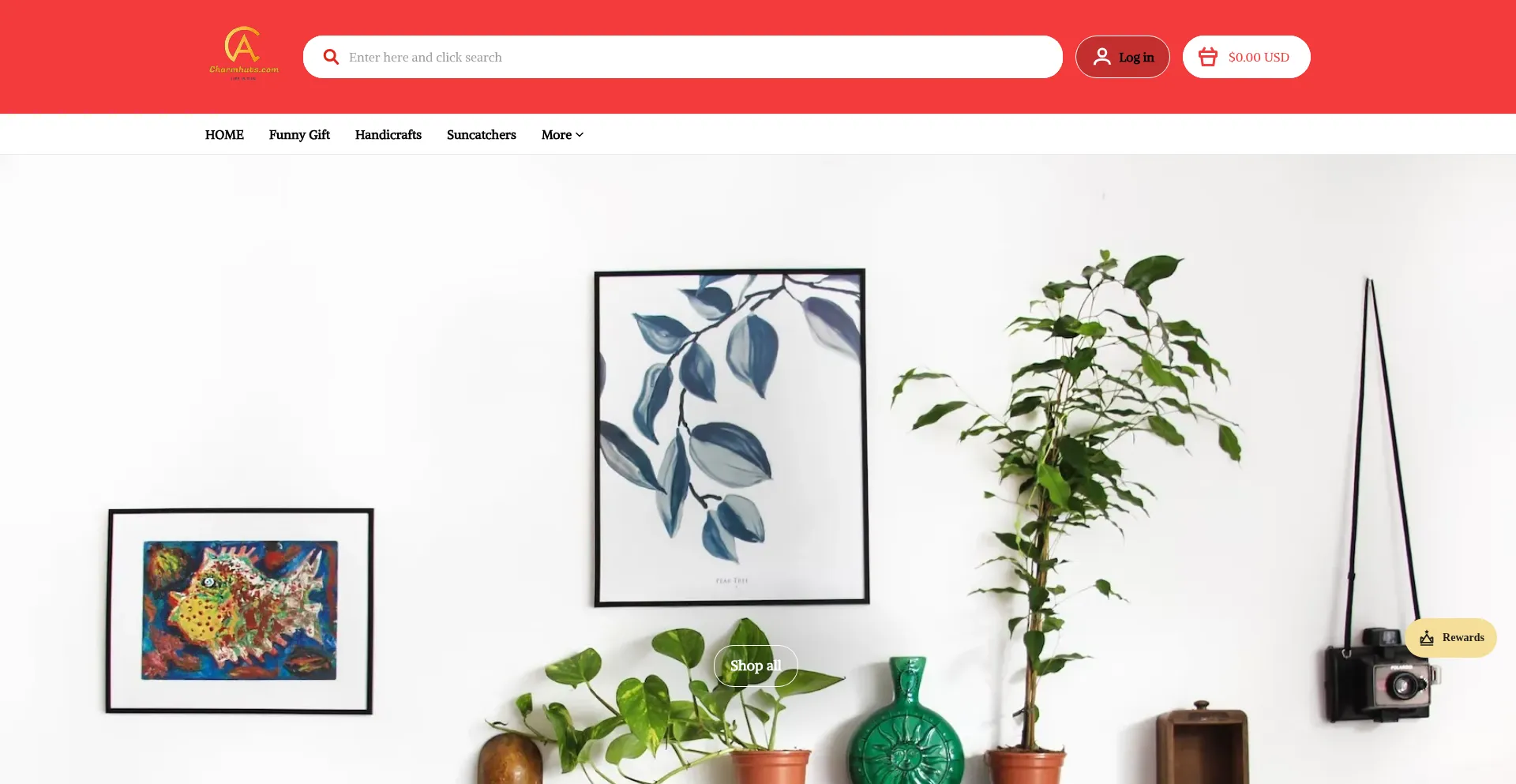 Website screenshot of Charmhuts.com
