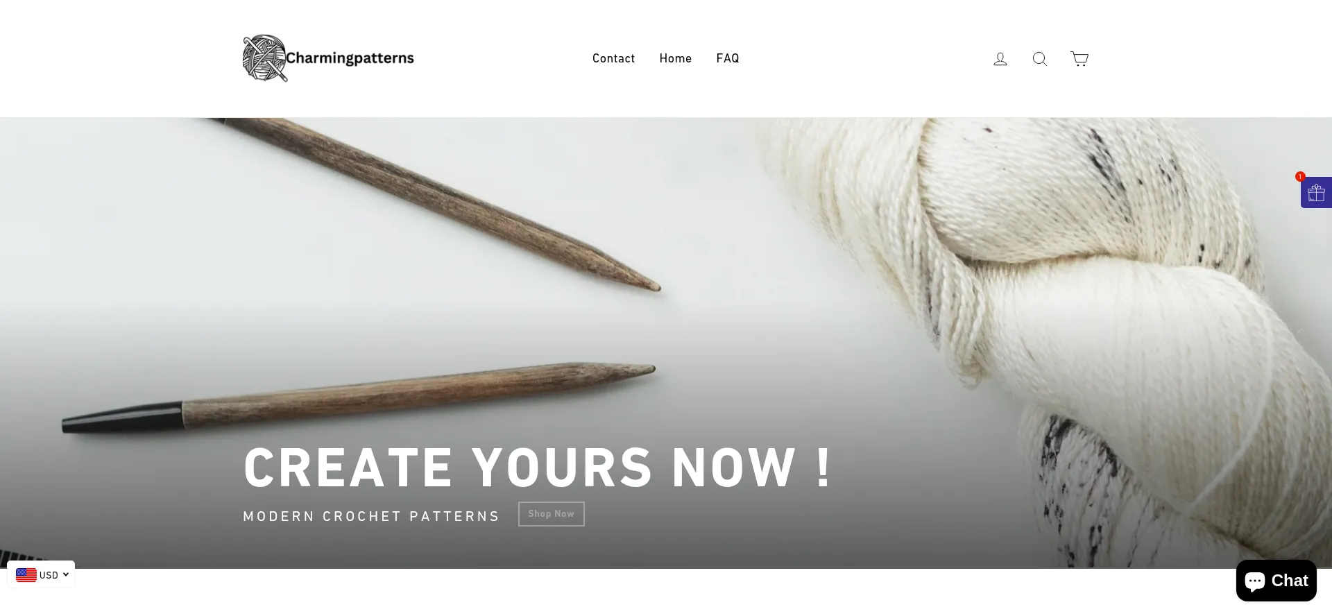 Website screenshot of Charmingpatterns.com