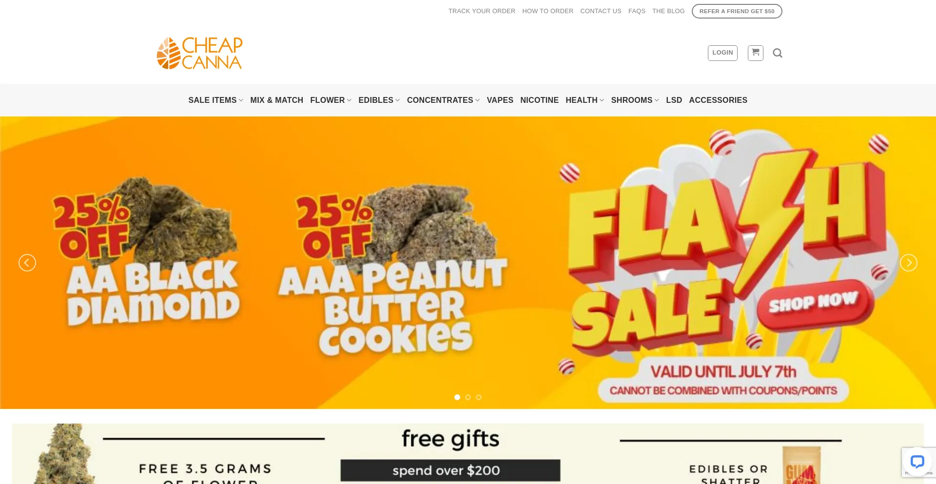 Website screenshot of Cheapcanna.org