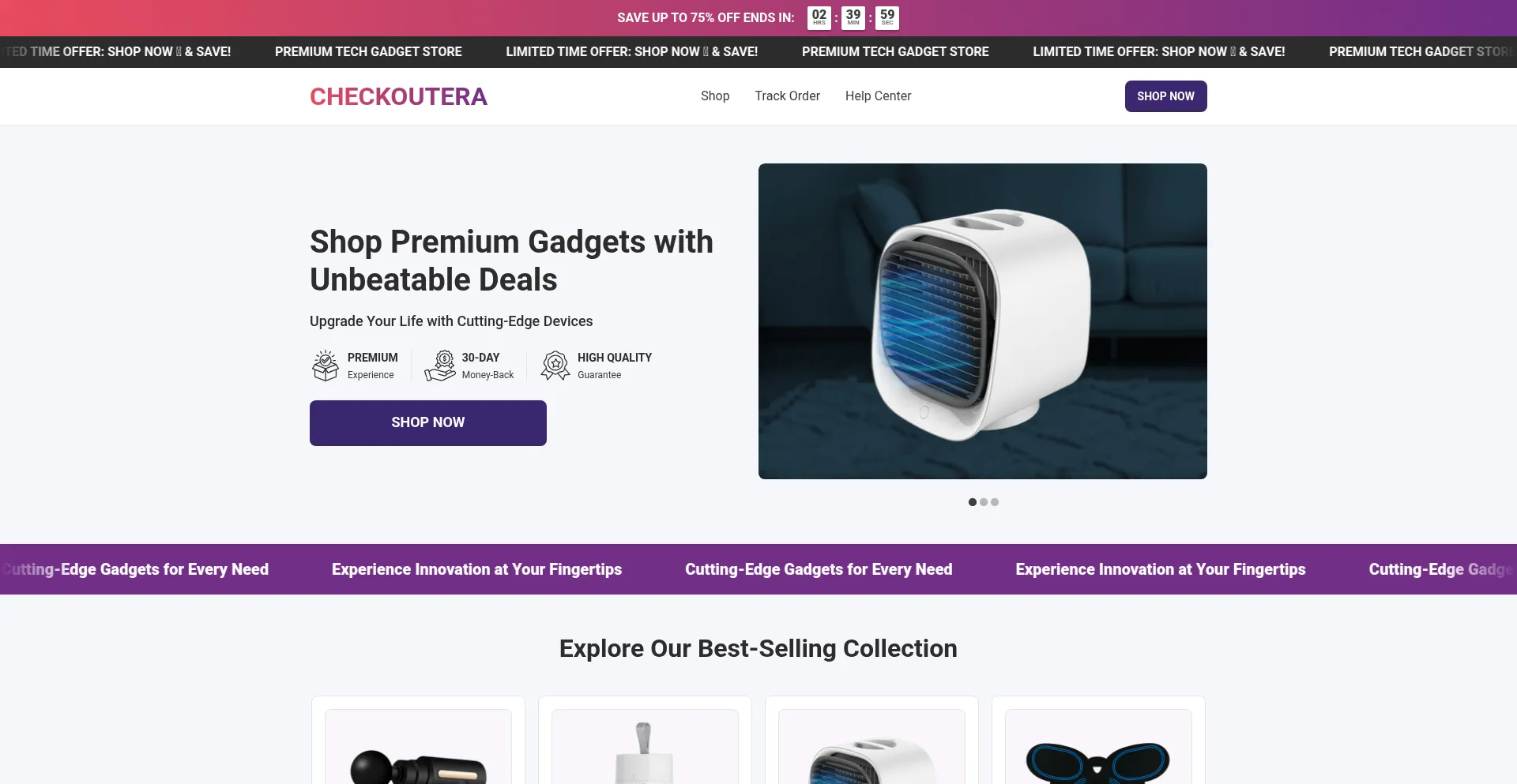 Website screenshot of Checkoutera.com
