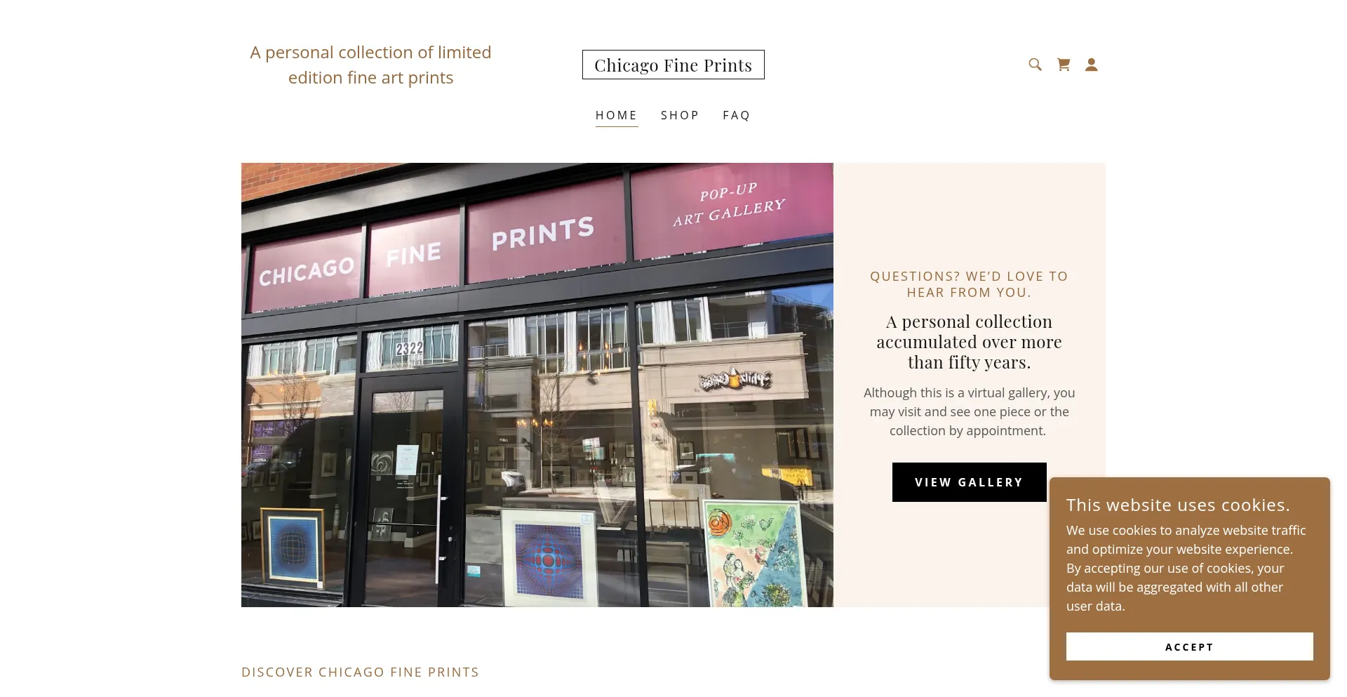 Website screenshot of Chicagofineprints.com