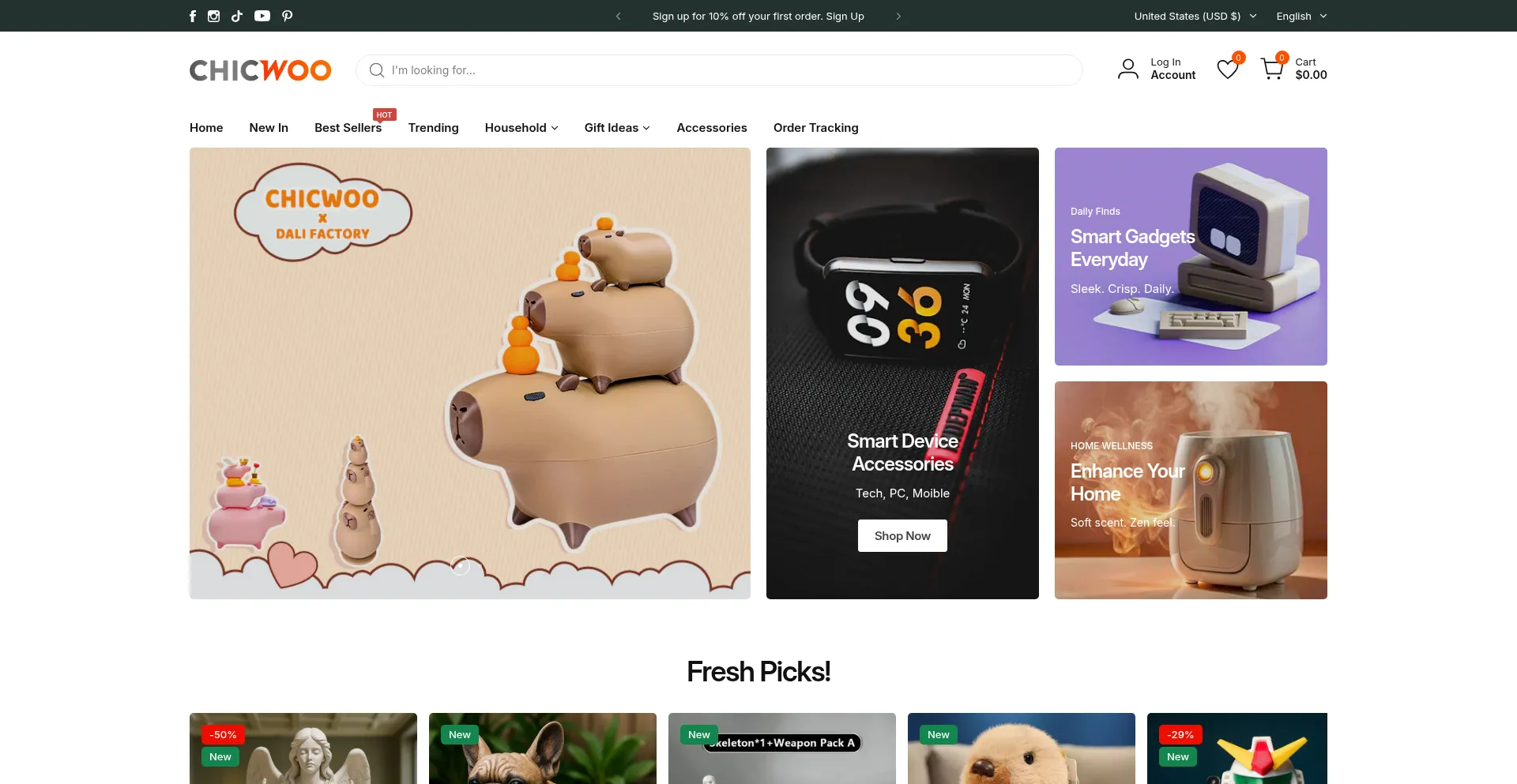 Website screenshot of Chicwoo.com