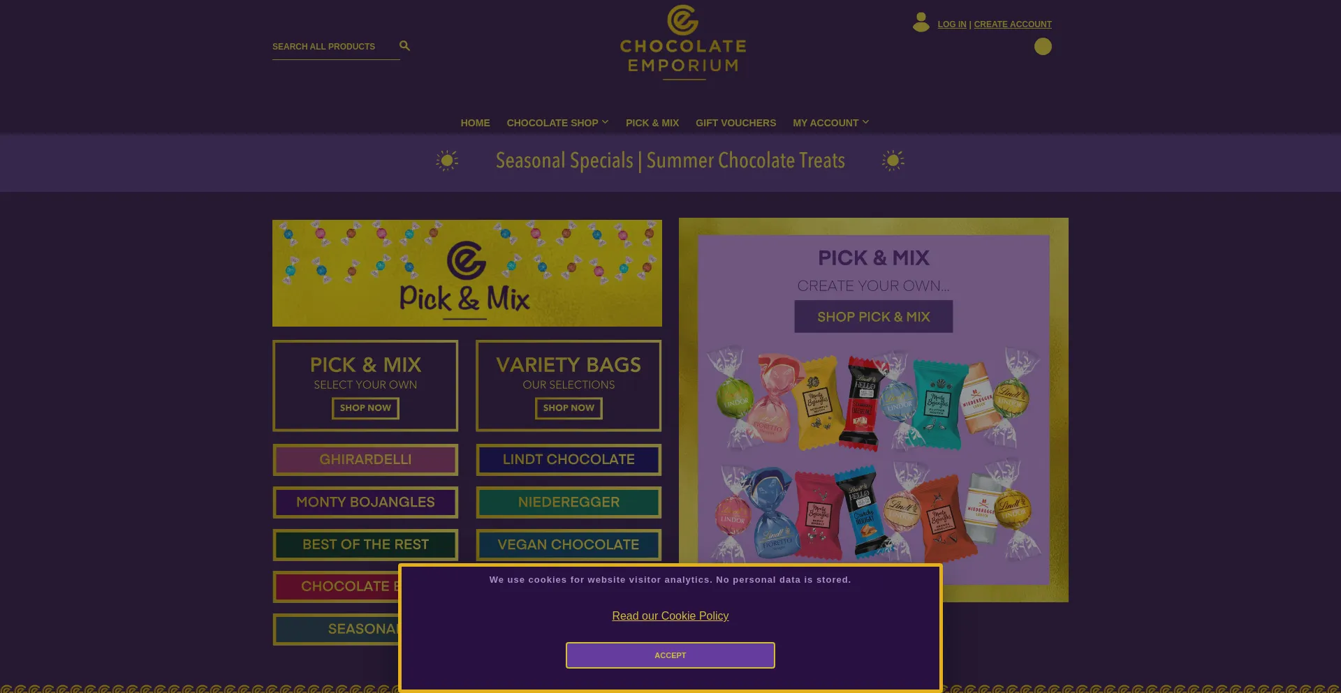 Website screenshot of Chocolateemporium.com