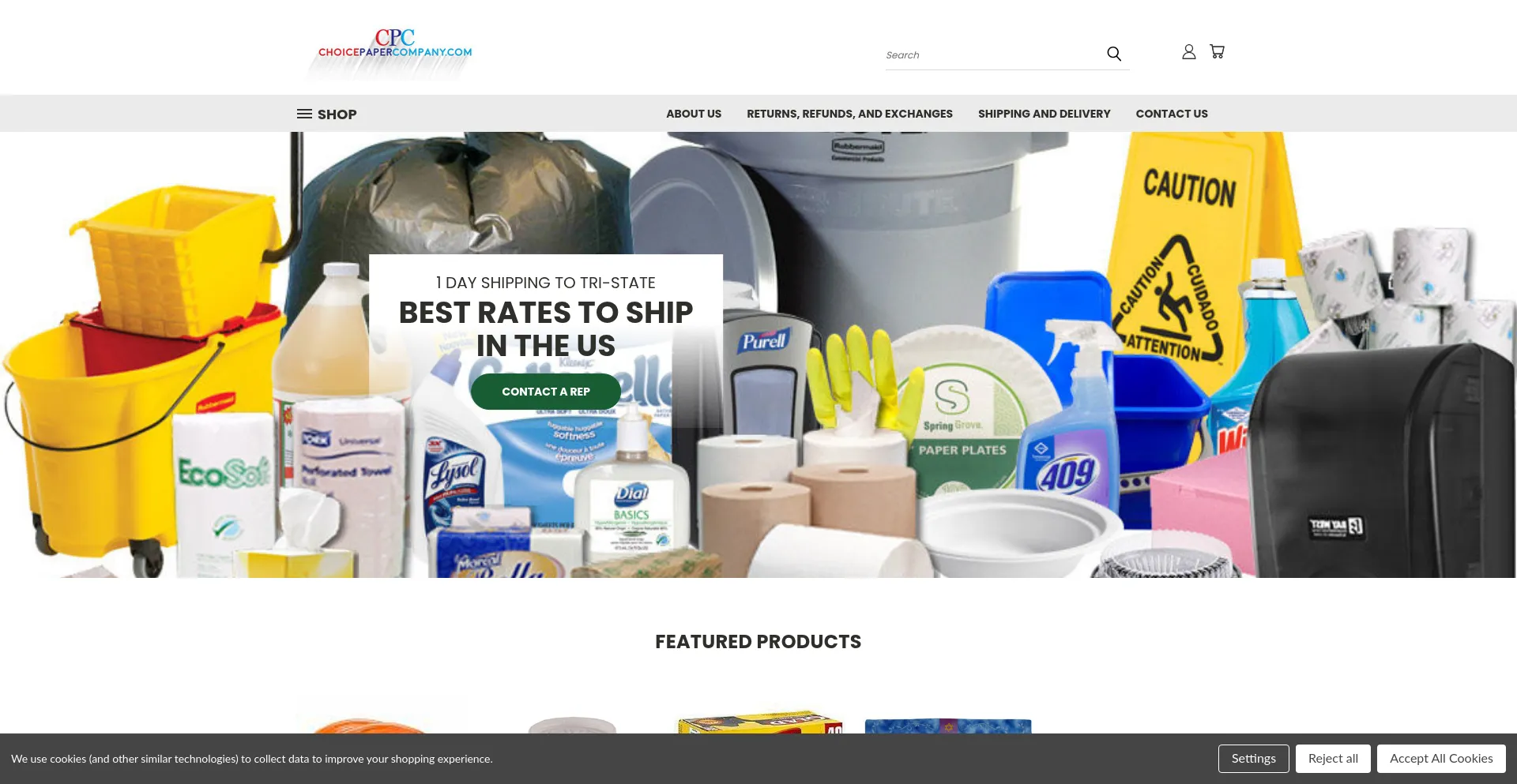 Website screenshot of Choicepapercompany.com