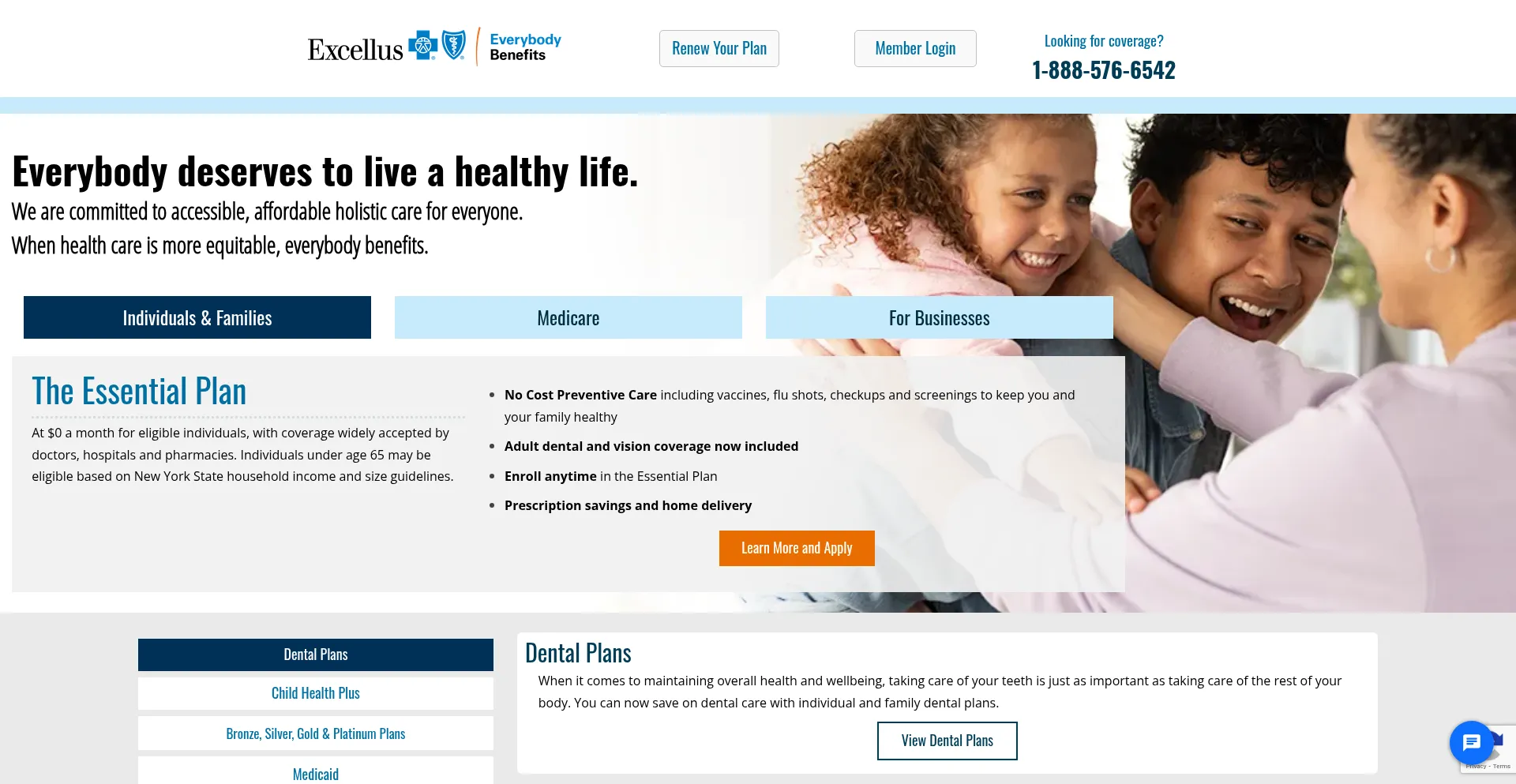 Website screenshot of Chooseexcellus.com