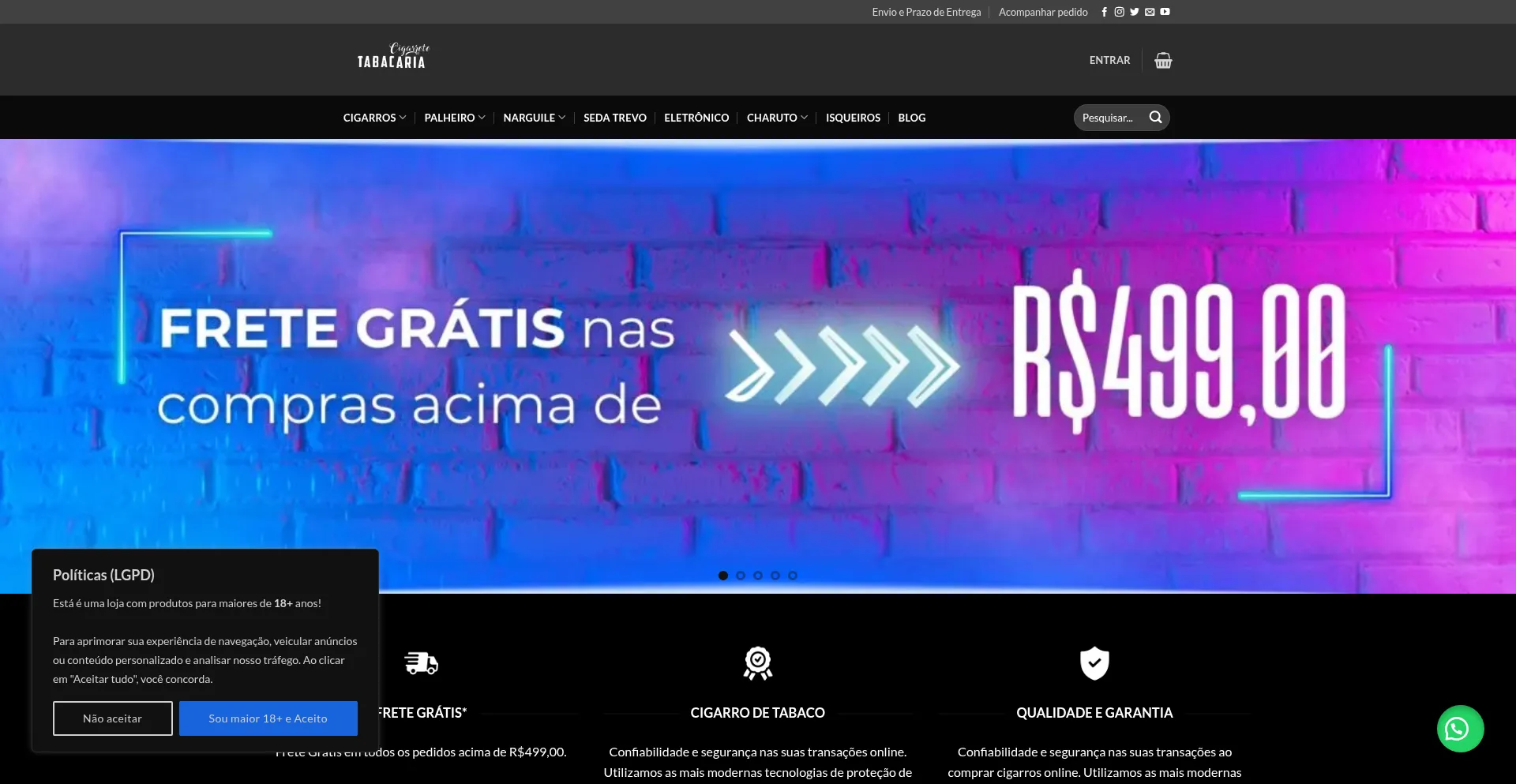 Website screenshot of Cigarretetabacaria.com