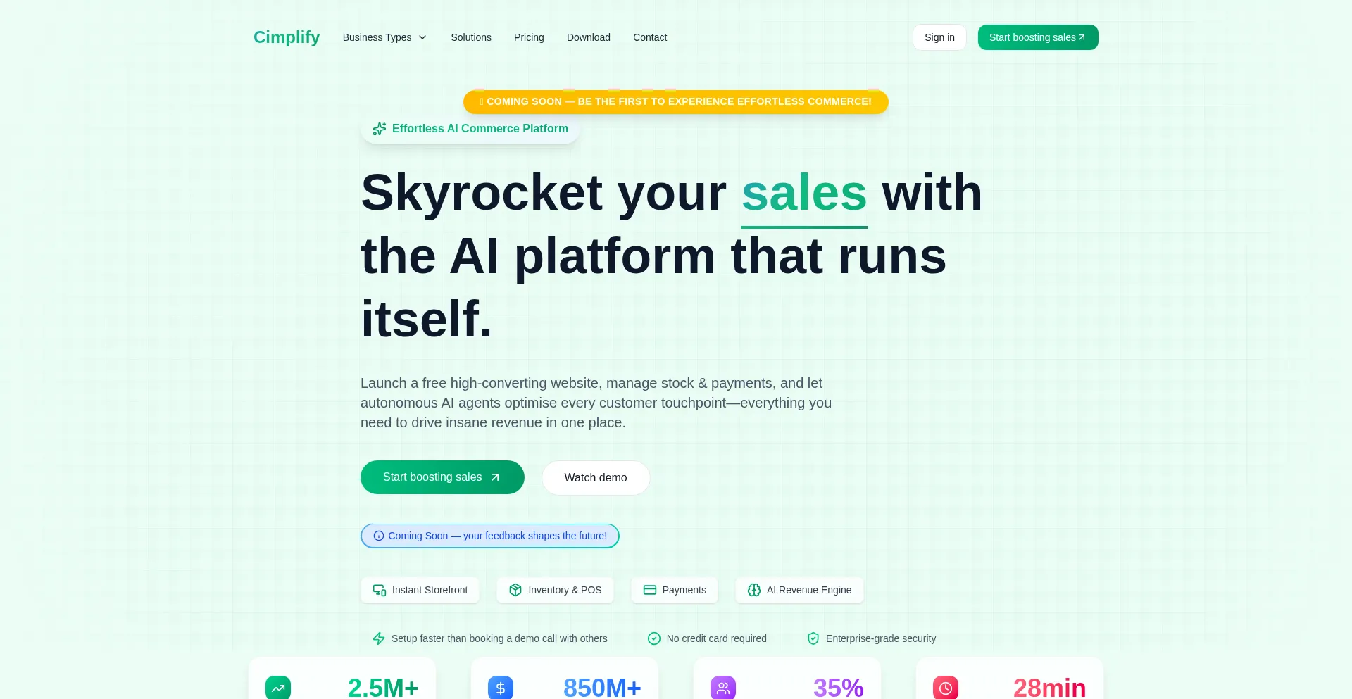 Cimplify.io Screenshot