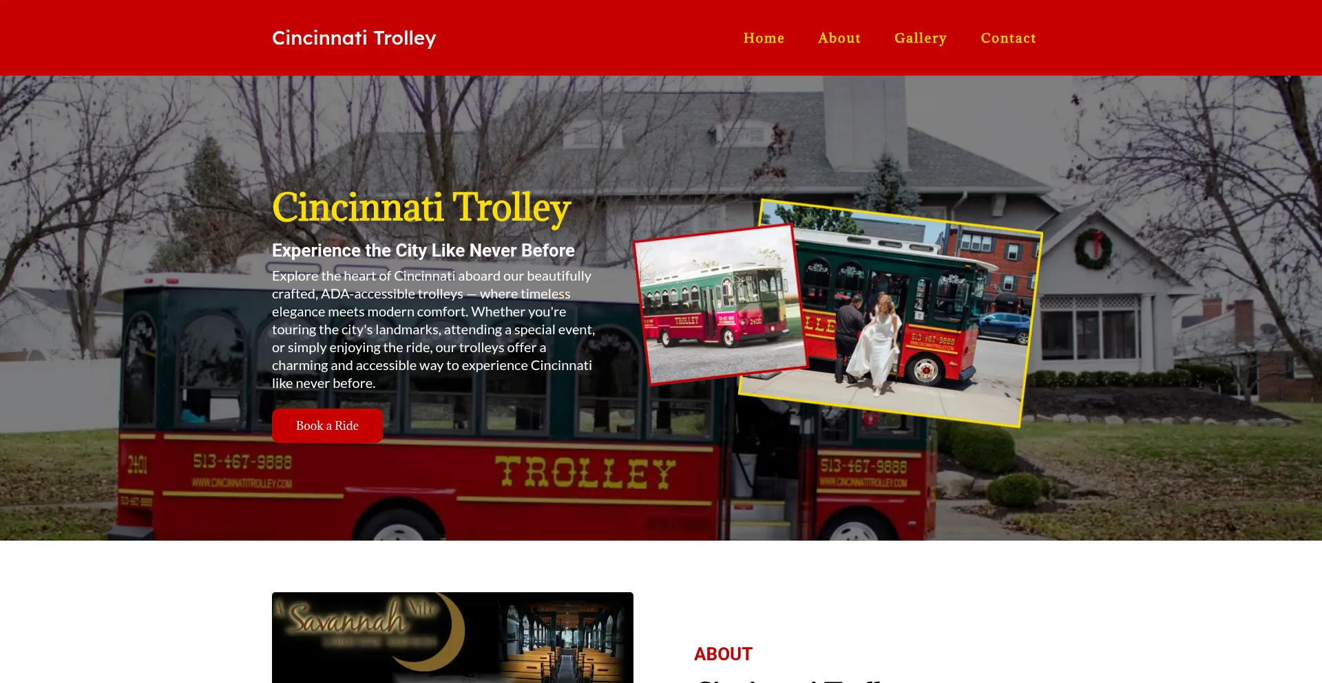 Website screenshot of Cincinnatitrolley.com