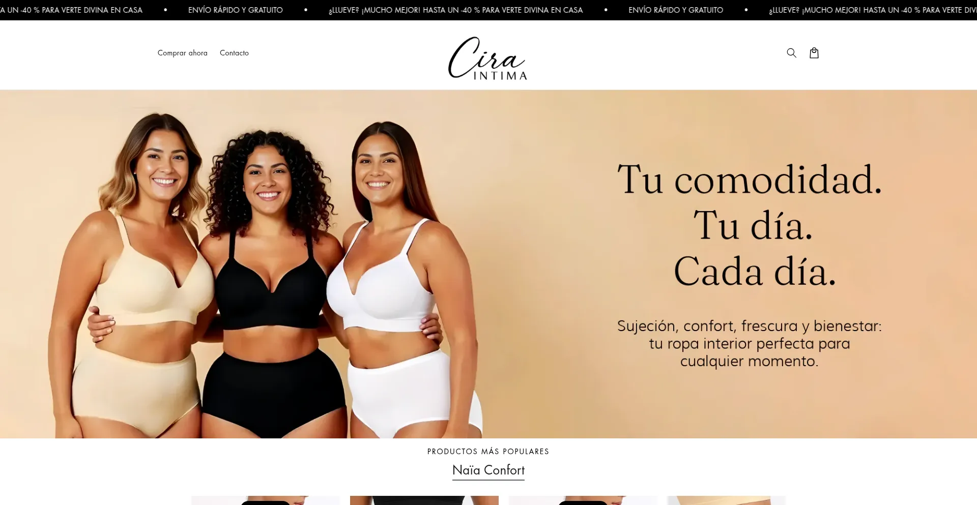 Website screenshot of Cira-intima.com