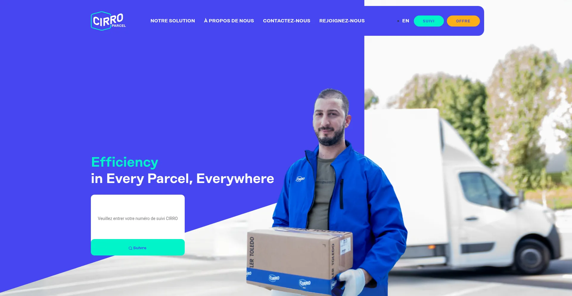 Website screenshot of Cirroparcel.fr