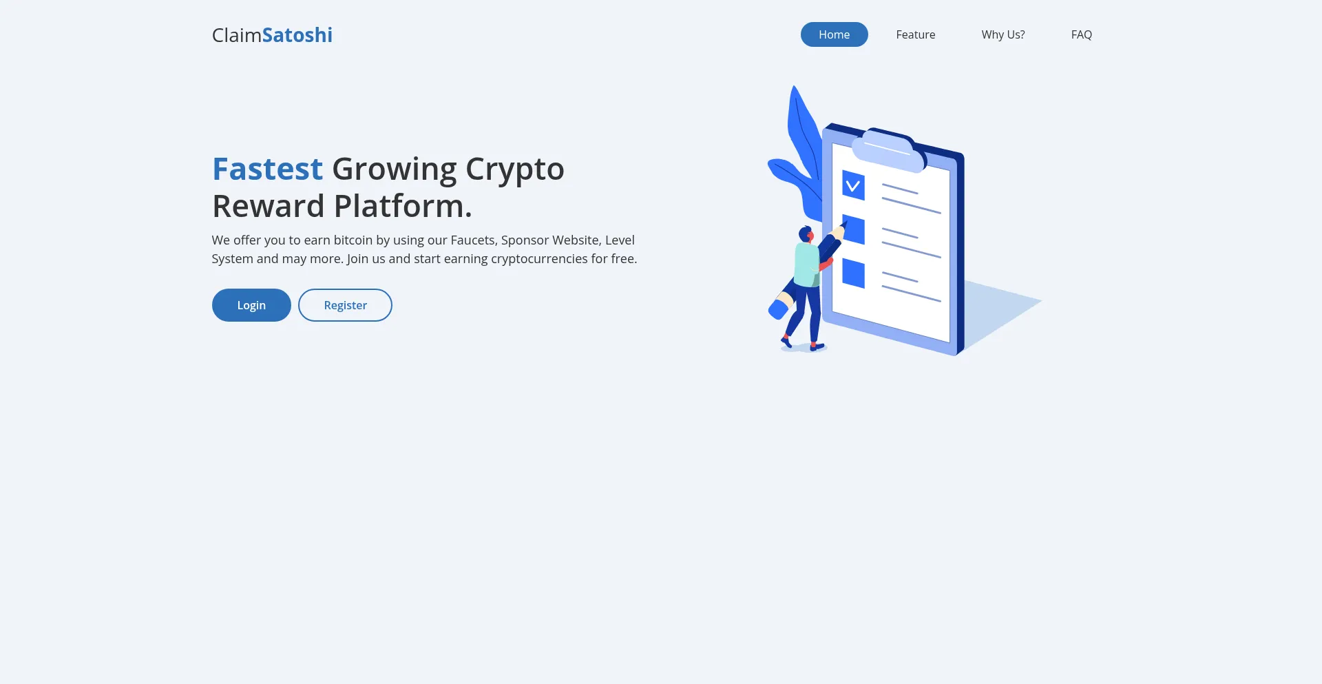 Website screenshot of Claimsatoshi.xyz