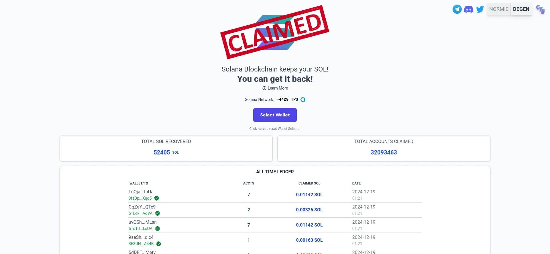 Claimyoursol.com Screenshot