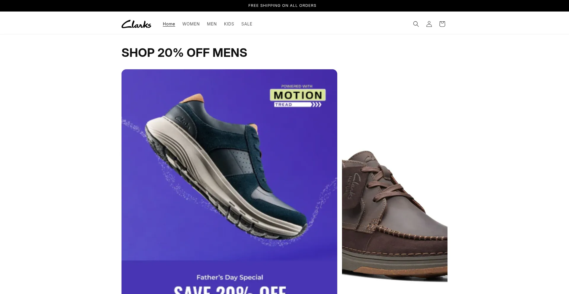 Website screenshot of Clarks-outlet.shop