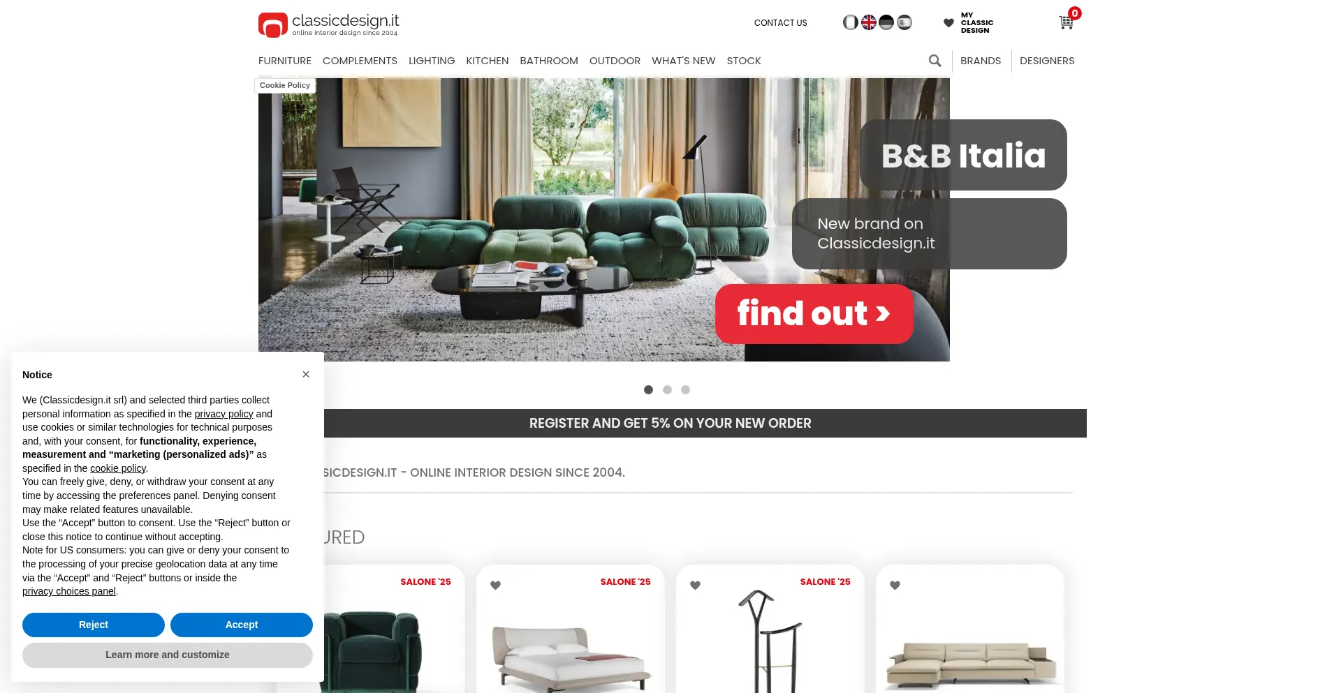 Website screenshot of Classicdesign.it