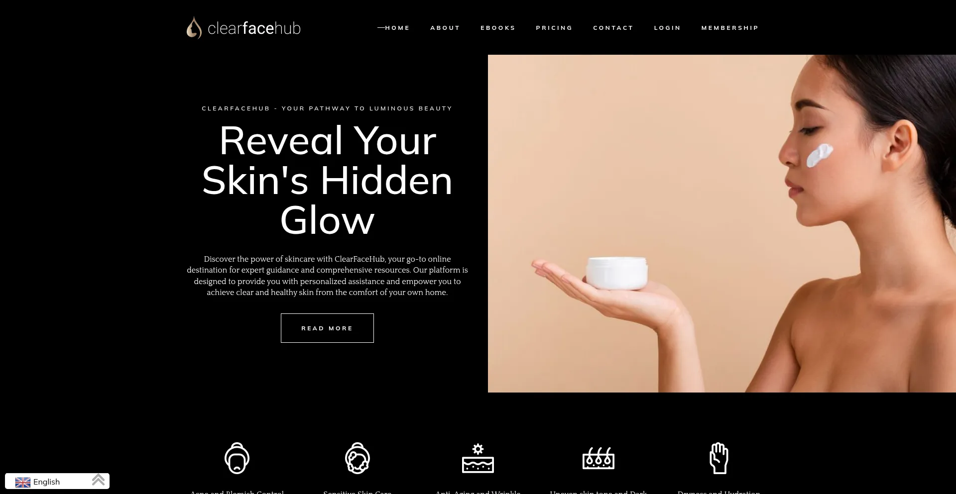 Website screenshot of Clearfacehub.com