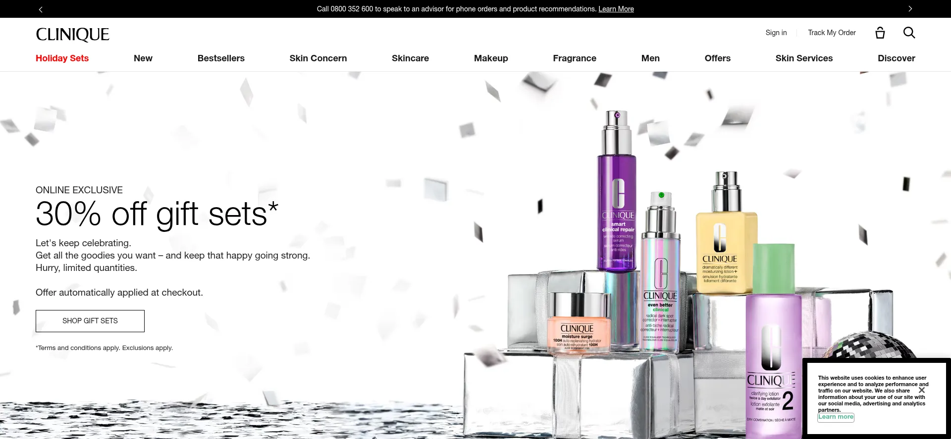 Website screenshot of Clinique.co.nz