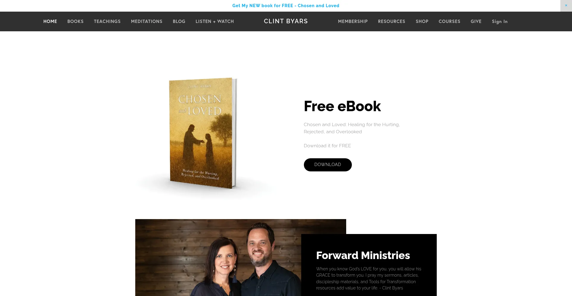 Website screenshot of Clintbyars.com