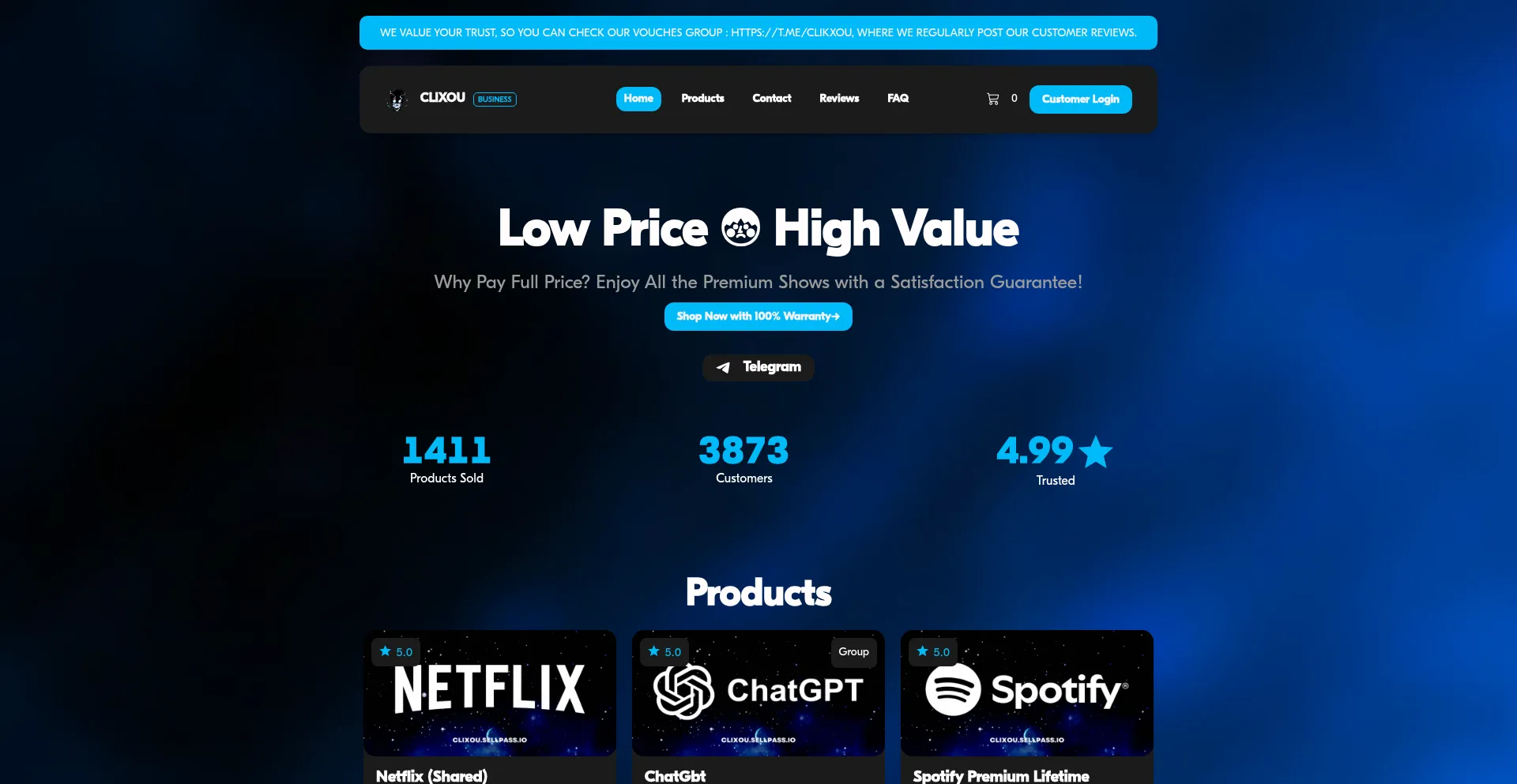 Clixou.sellpass.io Screenshot