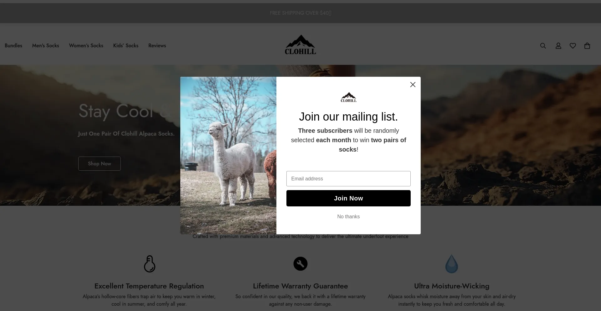 Website screenshot of Clohill.com