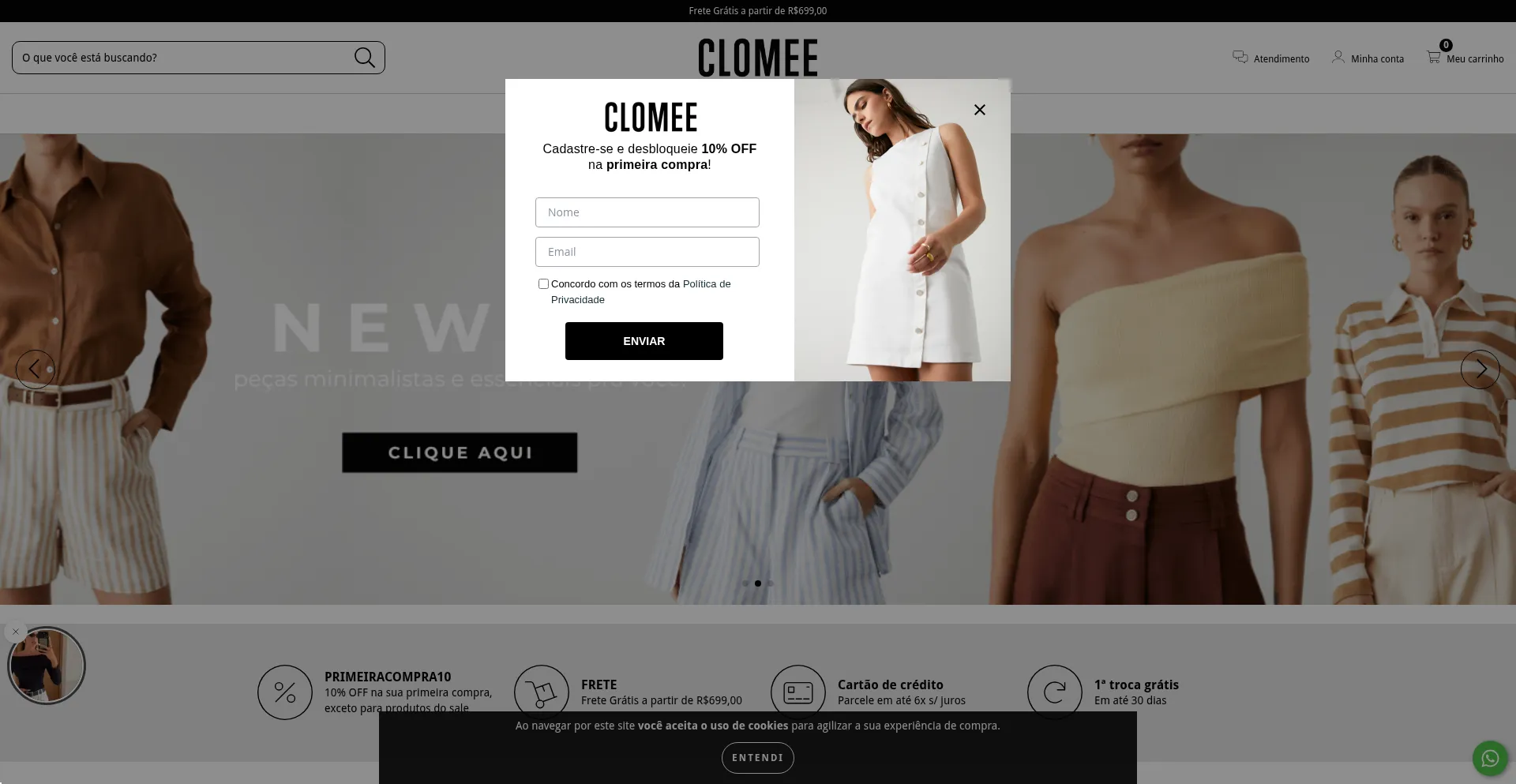 Website screenshot of Clomee.com.br