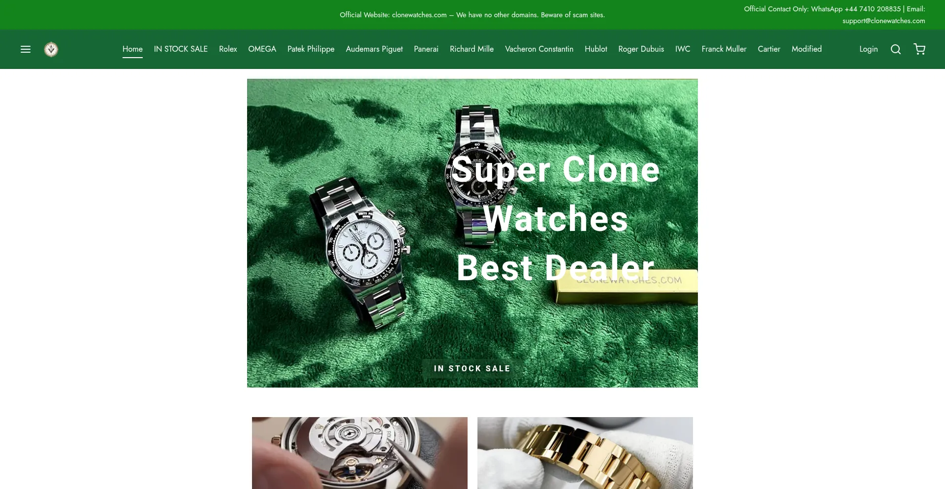 Website screenshot of Clonewatches.com