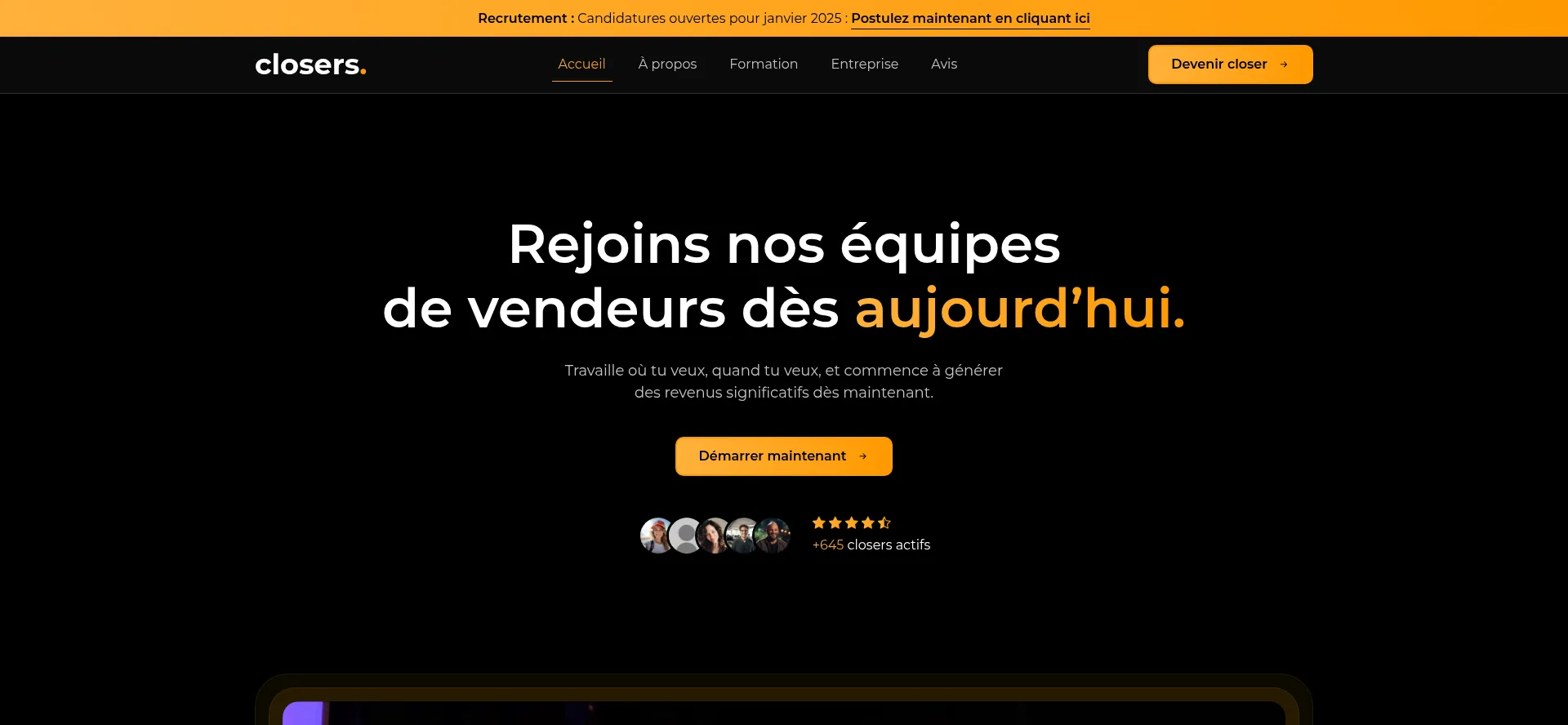 Website screenshot of Closers-group.com