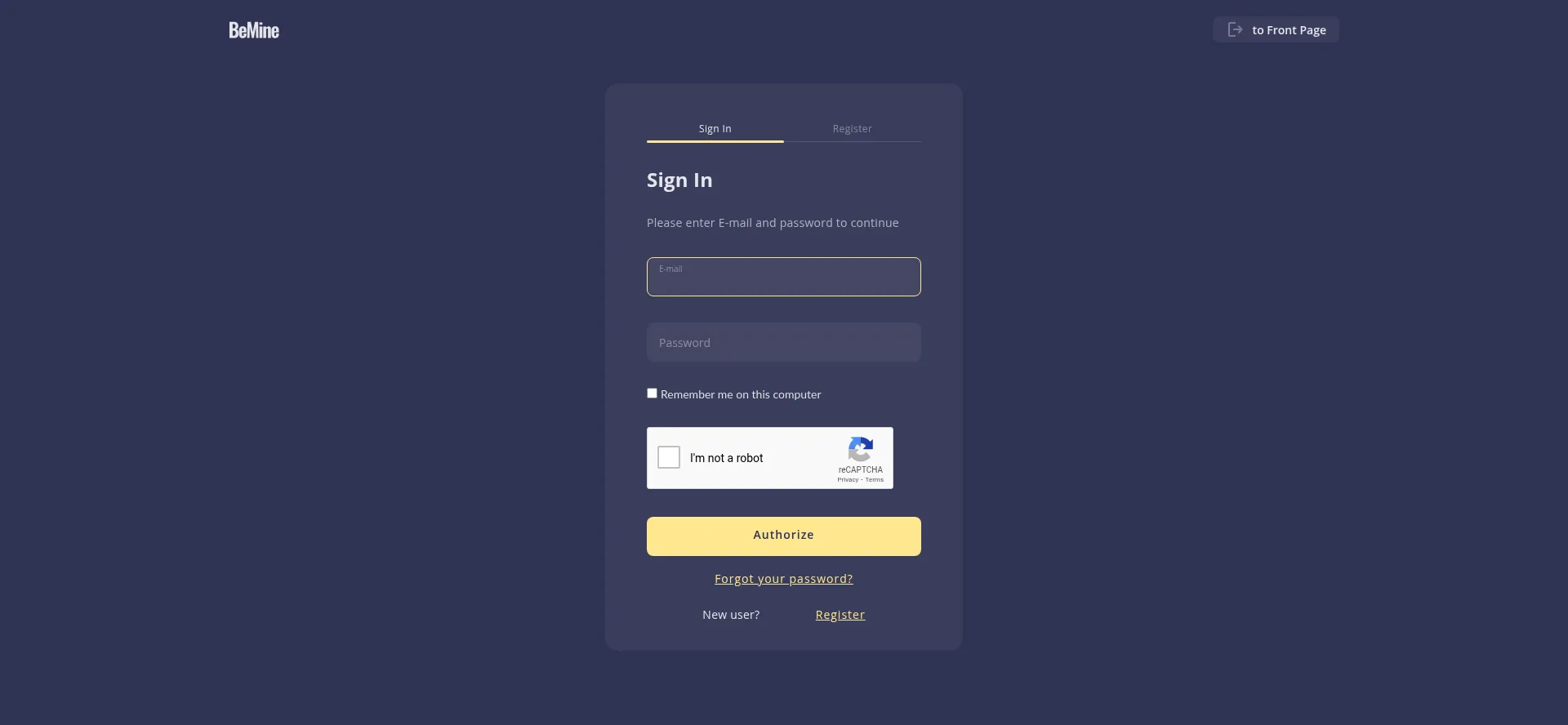 Website screenshot of Cloud.bemine.club