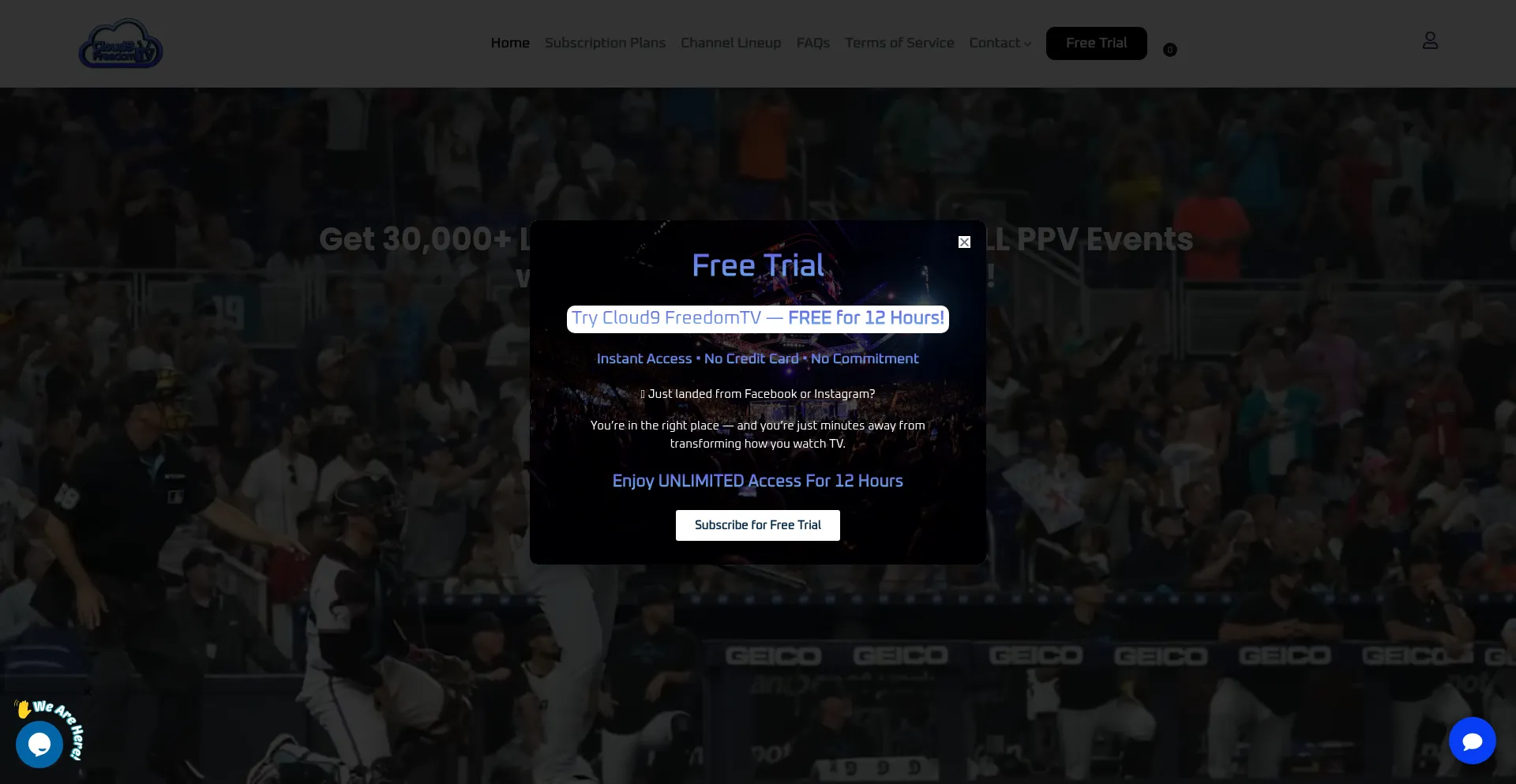 Website screenshot of Cloud9freedomtv.com