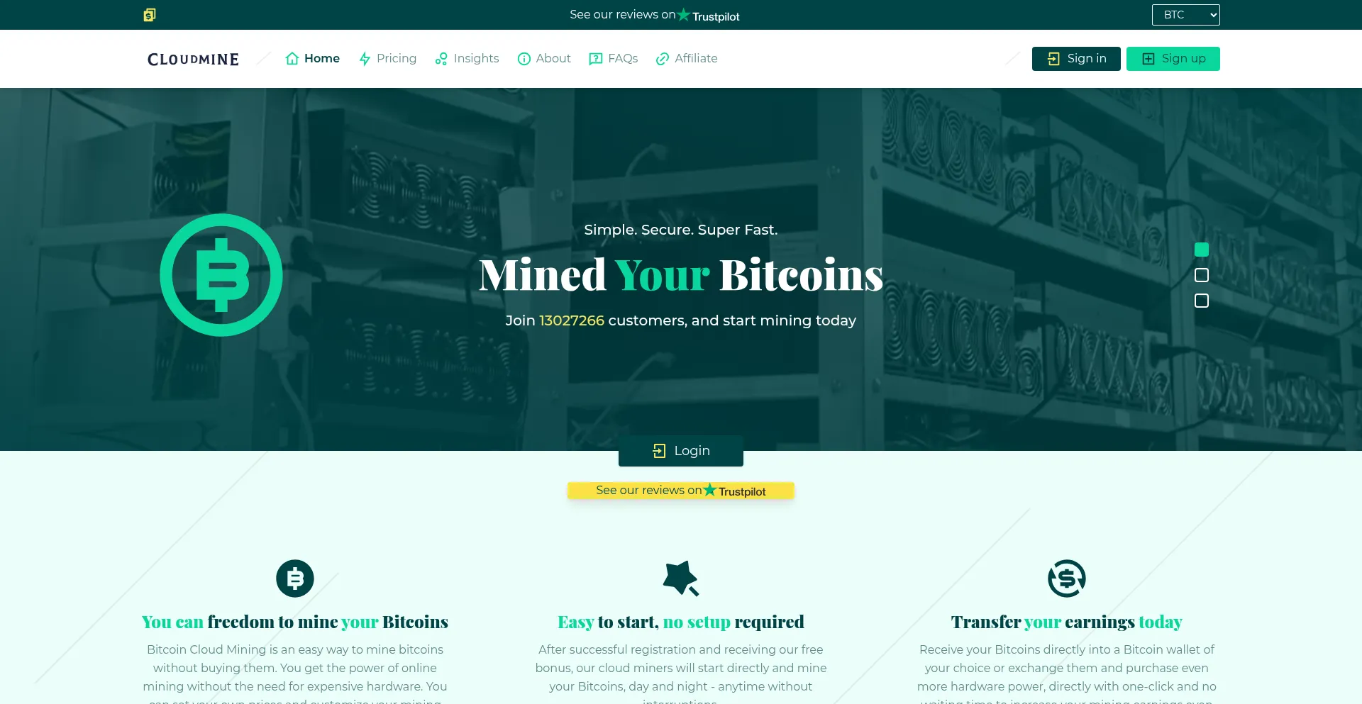 Website screenshot of Cloud-mines.org