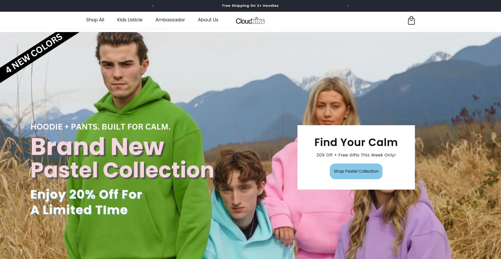Website screenshot of Cloudnineclothing.ca