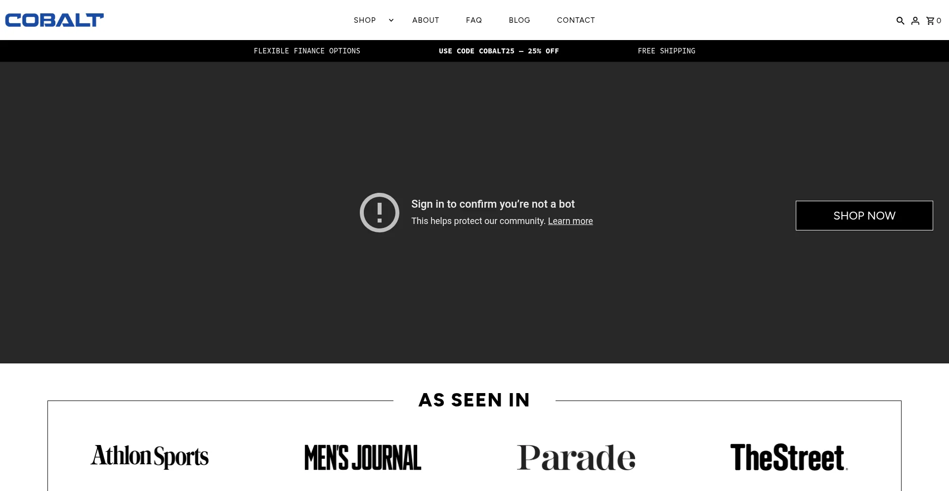 Website screenshot of Cobaltwatches.com