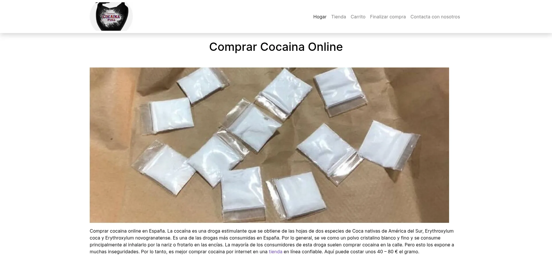 Website screenshot of Cocainapura.net