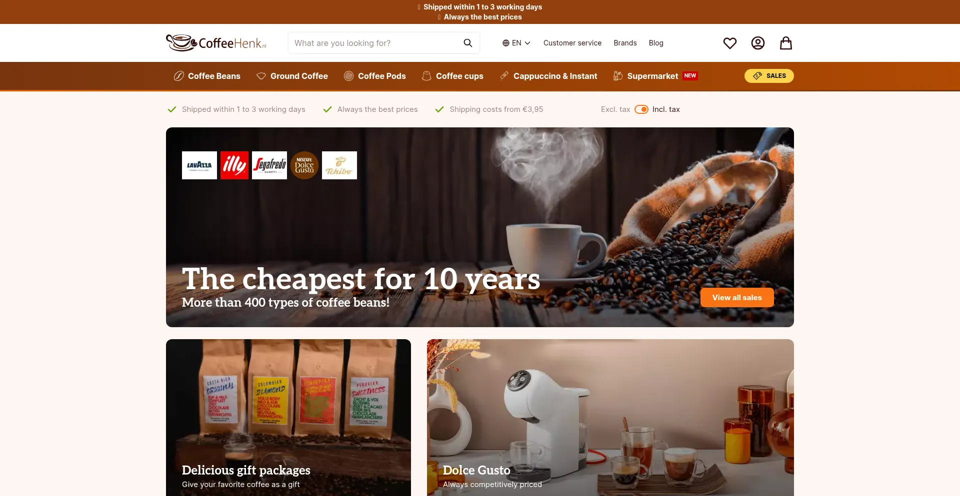 Website screenshot of Coffeehenk.com