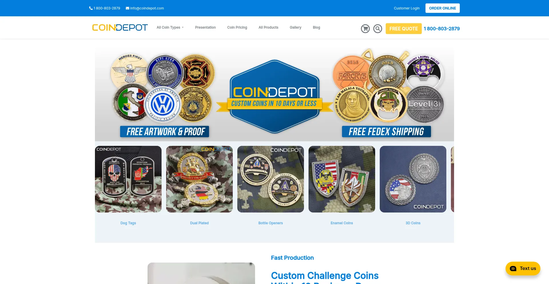 Website screenshot of Coindepot.com
