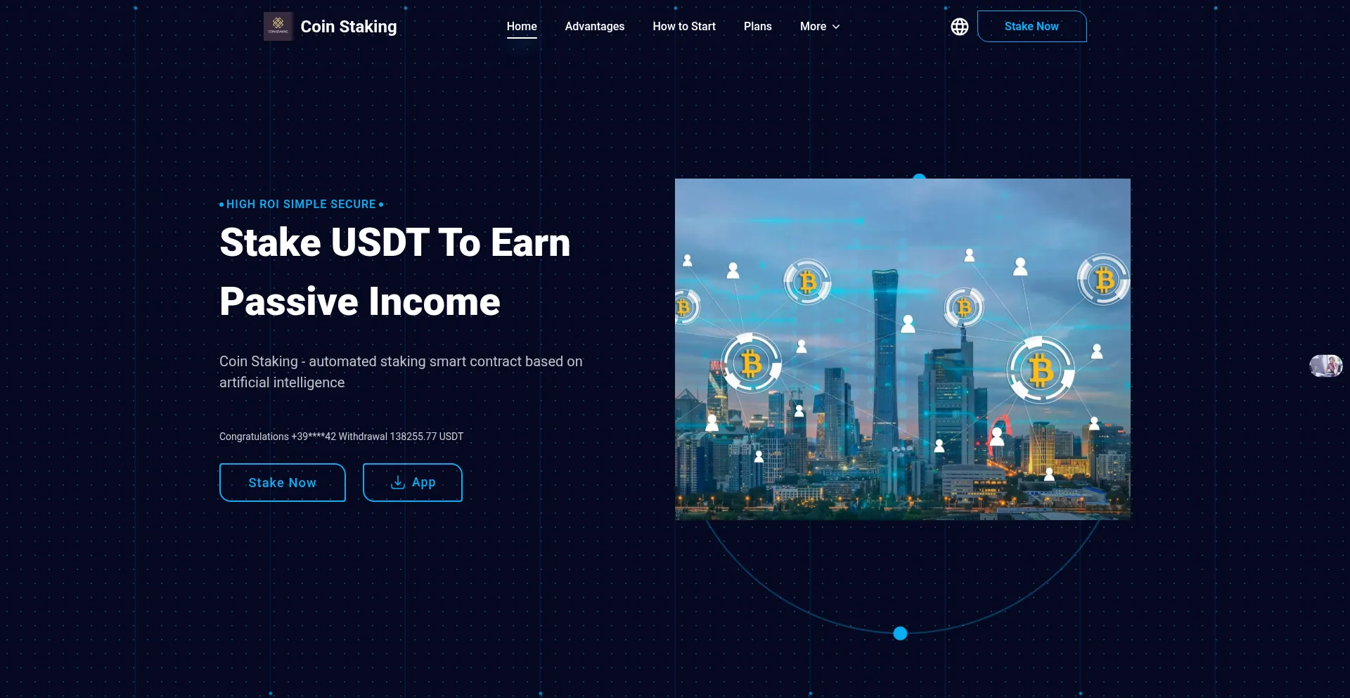 Website screenshot of Coinstaking.vip