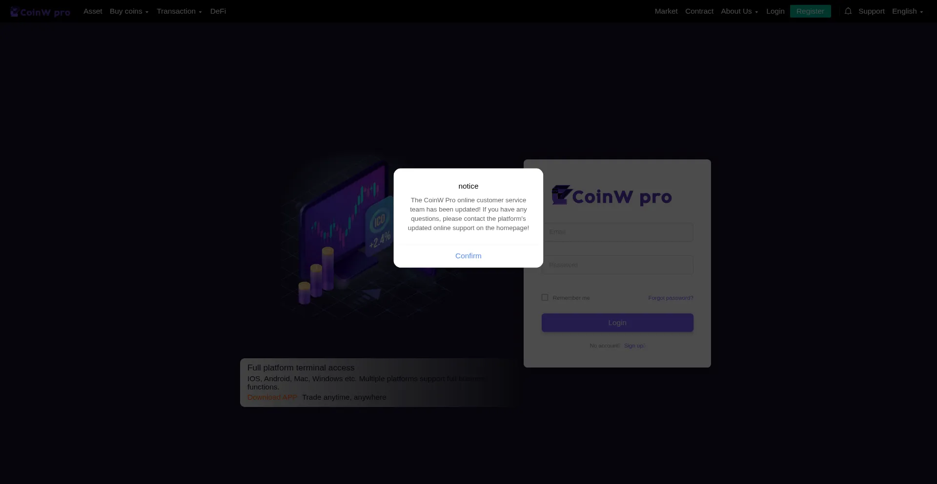 Website screenshot of Coinwabc.com
